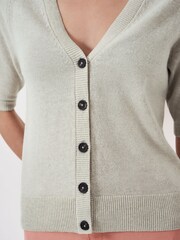 Crew Clothing Natural Half Sleeve V-Neck Raglan Cardigan - Image 4 of 5