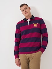 Crew Clothing Company Red 100% Cotton Heritage Stripe Rugby Shirt - Image 1 of 5