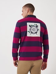 Crew Clothing Company Red 100% Cotton Heritage Stripe Rugby Shirt - Image 2 of 5
