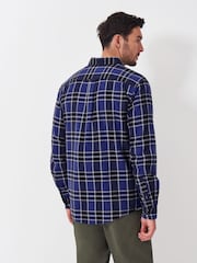 Crew Clothing Blue Jones Check Brushed Flannel 100% Cotton Shirt - Image 2 of 5