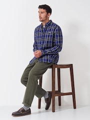 Crew Clothing Blue Jones Check Brushed Flannel 100% Cotton Shirt - Image 3 of 5