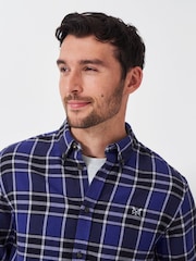 Crew Clothing Blue Jones Check Brushed Flannel 100% Cotton Shirt - Image 4 of 5