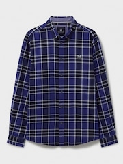 Crew Clothing Blue Jones Check Brushed Flannel 100% Cotton Shirt - Image 5 of 5