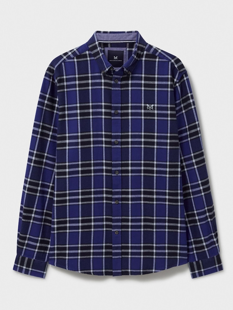 Crew Clothing Blue Jones Check Brushed Flannel 100% Cotton Shirt - Image 5 of 5