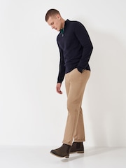 Синий - Crew Clothing Company Merino Quarter Zip Knit Jumper - Изображение 3 из 5