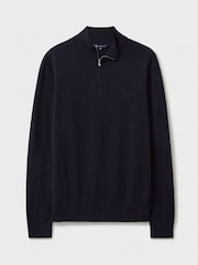 Синий - Crew Clothing Company Merino Quarter Zip Knit Jumper - Изображение 5 из 5