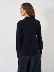 Crew Clothing Blue Merino Wool and Cashmere Twist Neck Knit Jumper - Image 4 of 6