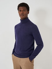 Crew Clothing Blue Merino Roll Neck Knit Jumper - Image 1 of 5