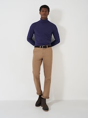 Crew Clothing Blue Merino Roll Neck Knit Jumper - Image 3 of 5