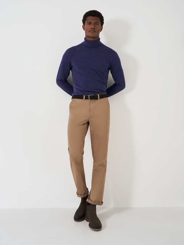 Crew Clothing Blue Merino Roll Neck Knit Jumper - Image 3 of 5