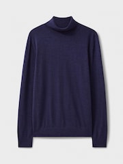 Crew Clothing Blue Merino Roll Neck Knit Jumper - Image 5 of 5