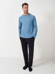 Crew Clothing Company Blue Elasticated 100% Cotton Trousers - Image 1 of 5