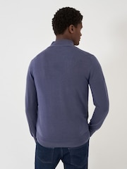 Синий - Crew Clothing Company Merino Quarter Zip Knit Jumper - Изображение 2 из 5