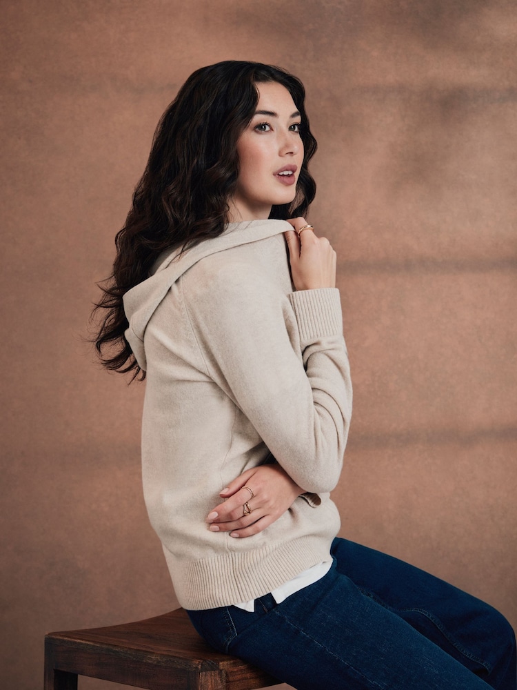 Crew Clothing Natural Merino Wool Blend Knitted Hoodie - Image 2 of 6