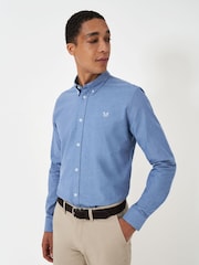 Crew Clothing Company Blue Slim Fit Cotton Oxford 100% Cotton Shirt - Image 1 of 5