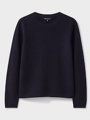 Crew Clothing Company Blue Dark Lightweight Merino Wool Blend Jumper - Image 5 of 5