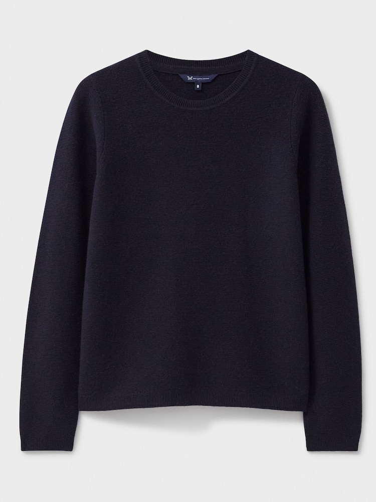 Crew Clothing Company Blue Dark Lightweight Merino Wool Blend Jumper - Image 5 of 5