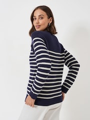 Crew Clothing Blue Wool Blend Button Detail Jumper - Image 2 of 5