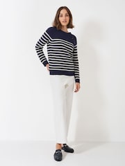 Crew Clothing Blue Wool Blend Button Detail Jumper - Image 3 of 5