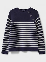 Crew Clothing Blue Wool Blend Button Detail Jumper - Image 5 of 5