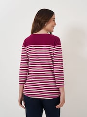 Pink - Crew Clothing Ultimate Breton Langarmshirt, gestreift, 100 % Baumwolle - Bild 2 von 5