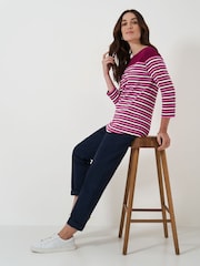 Pink - Crew Clothing Ultimate Breton Langarmshirt, gestreift, 100 % Baumwolle - Bild 3 von 5