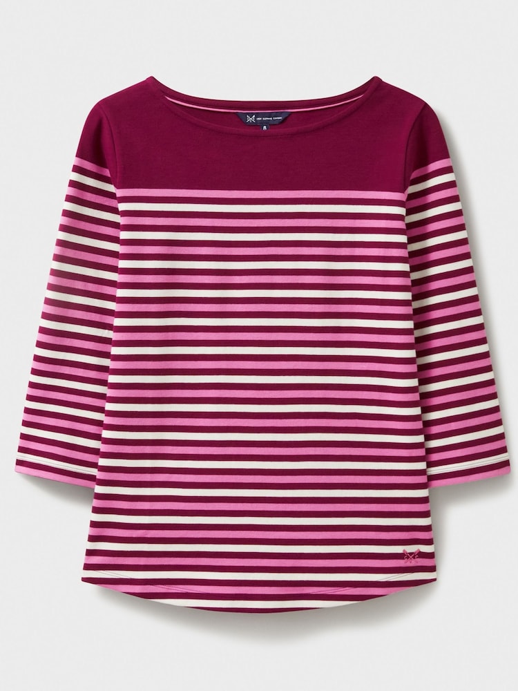 Pink - Crew Clothing Ultimate Breton Langarmshirt, gestreift, 100 % Baumwolle - Bild 5 von 5