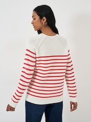 Crew Clothing Red Wool Blend Button Detail Jumper - Image 2 of 5