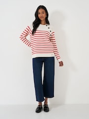 Crew Clothing Red Wool Blend Button Detail Jumper - Image 3 of 5