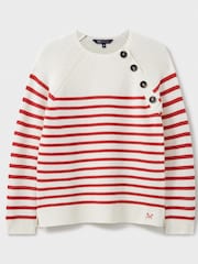 Crew Clothing Red Wool Blend Button Detail Jumper - Image 5 of 5