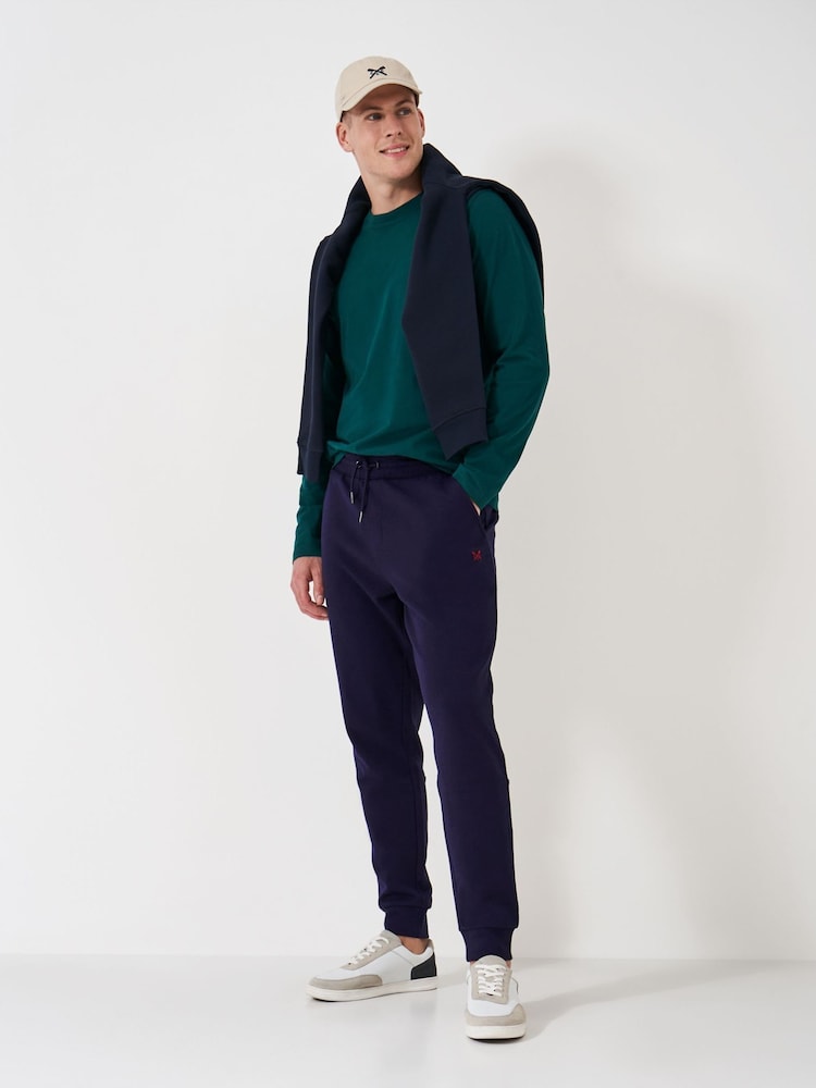 Crew Clothing Company Blue Interlock Joggers - Image 1 of 5