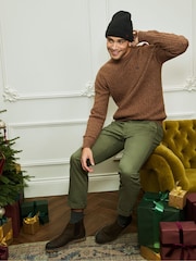 Crew Clothing Company Brown Lambswool Blend Cable Knit Jumper - Image 1 of 5
