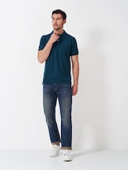 Crew Clothing Blue Cotton Oxford Polo 100% Cotton Shirt - Image 1 of 5