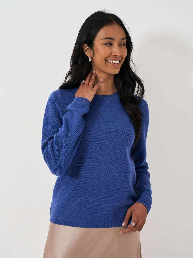 Crew Clothing Company Blue Lightweight Merino Wool Blend Jumper - Image 1 of 5