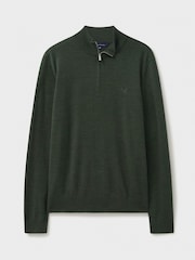 Зеленый - Crew Clothing Company Merino Quarter Zip Knit Jumper - Изображение 5 из 5