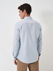 Crew Clothing Blue Light Slim Fit Stripe 100% Cotton Oxford Shirt - Image 2 of 5