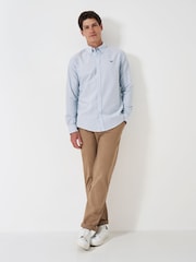 Crew Clothing Blue Light Slim Fit Stripe 100% Cotton Oxford Shirt - Image 3 of 5