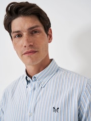 Crew Clothing Blue Light Slim Fit Stripe 100% Cotton Oxford Shirt - Image 4 of 5