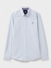 Crew Clothing Blue Light Slim Fit Stripe 100% Cotton Oxford Shirt - Image 5 of 5