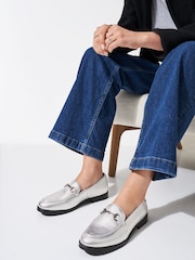 Crew Clothing Grey Leather Loafers - Image 1 of 4