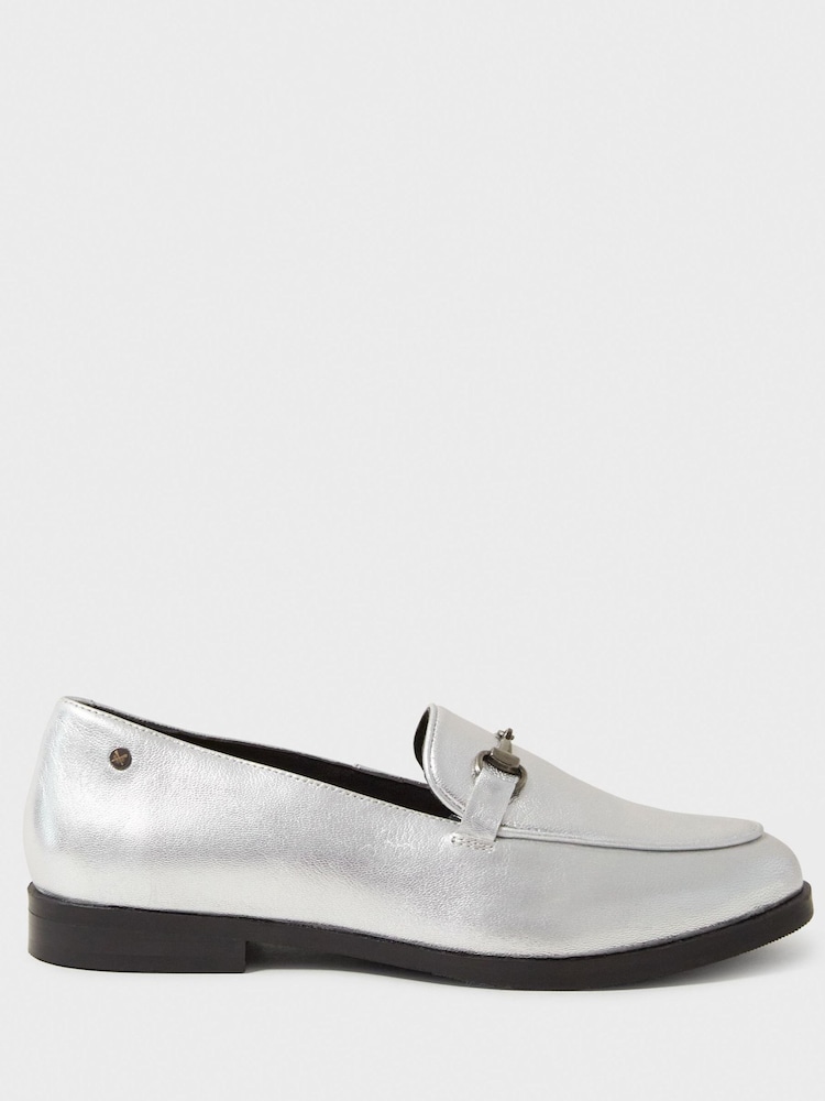 Crew Clothing Grey Leather Loafers - Image 2 of 4