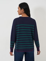Crew Clothing Green Merino Wool Blend Striped Jumper - Image 2 of 5
