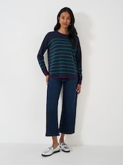 Crew Clothing Green Merino Wool Blend Striped Jumper - Image 3 of 5
