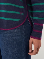 Crew Clothing Green Merino Wool Blend Striped Jumper - Image 4 of 5