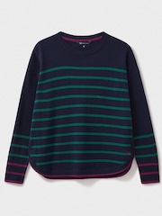 Crew Clothing Green Merino Wool Blend Striped Jumper - Image 5 of 5