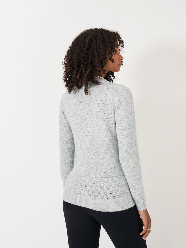 Crew Clothing Company Grey Lace Trim Pointelle Jumper - Image 2 of 5