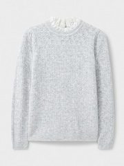 Crew Clothing Company Grey Lace Trim Pointelle Jumper - Image 5 of 5