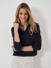 Crew Clothing Blue Merino Wool Blend Knitted Hoodie - Image 1 of 5
