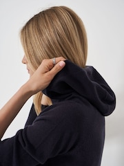 Crew Clothing Blue Merino Wool Blend Knitted Hoodie - Image 4 of 5