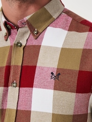 Crew Clothing Brown Ridgegate Buffalo Check Flannel 100% Cotton Shirt - Image 4 of 5